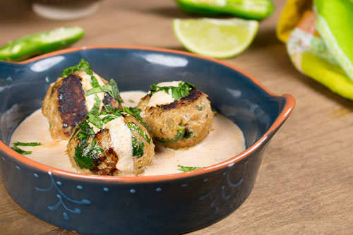 Turkey Meatballs in Chipotle Yogurt Sauce