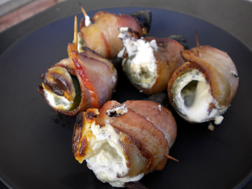 Grilled Bacon Wrapped Jalapeno Poppers Stuffed with Parmesan Garlic Cheese