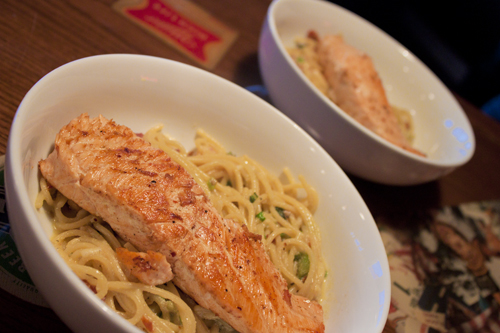 Jalapeno-Carbonara with Linguini and Salmon Recipe