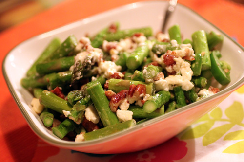 Asparagus with Jalapeno Peppers, Pecans and Feta Cheese