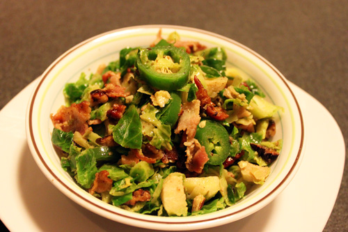 Brussels Sprouts with Jalapeno Peppers, Bacon and Pecans Recipe