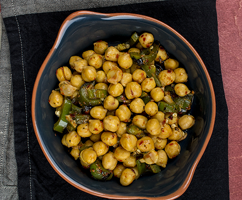 Chickpeas with Roasted Jalapenos and Red Pepper Flakes Recipe